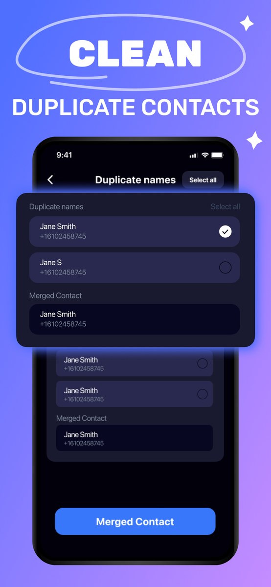Clean duplicate contacts